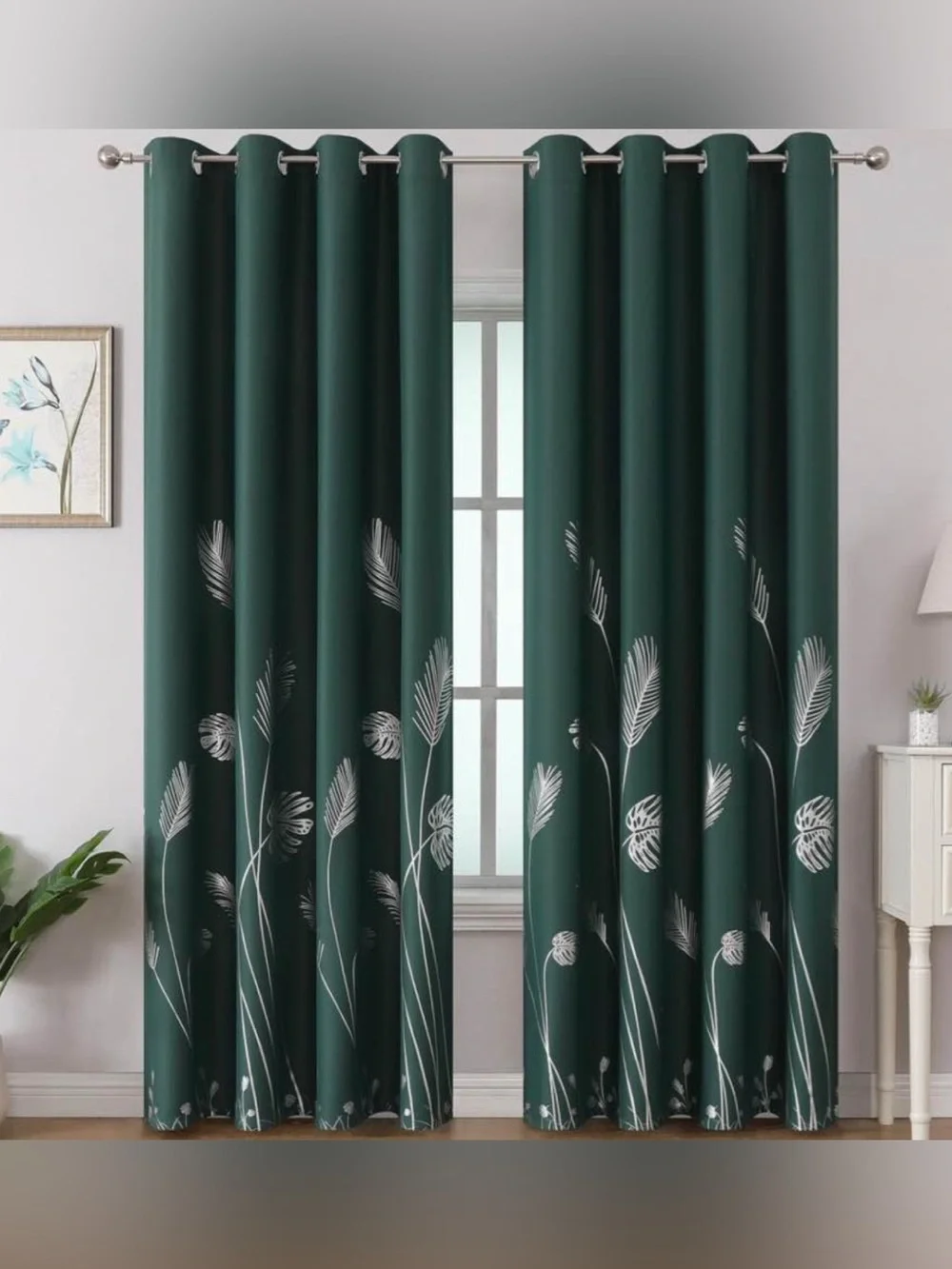 2 blackout panel curtains silver leaf 52 x 84”